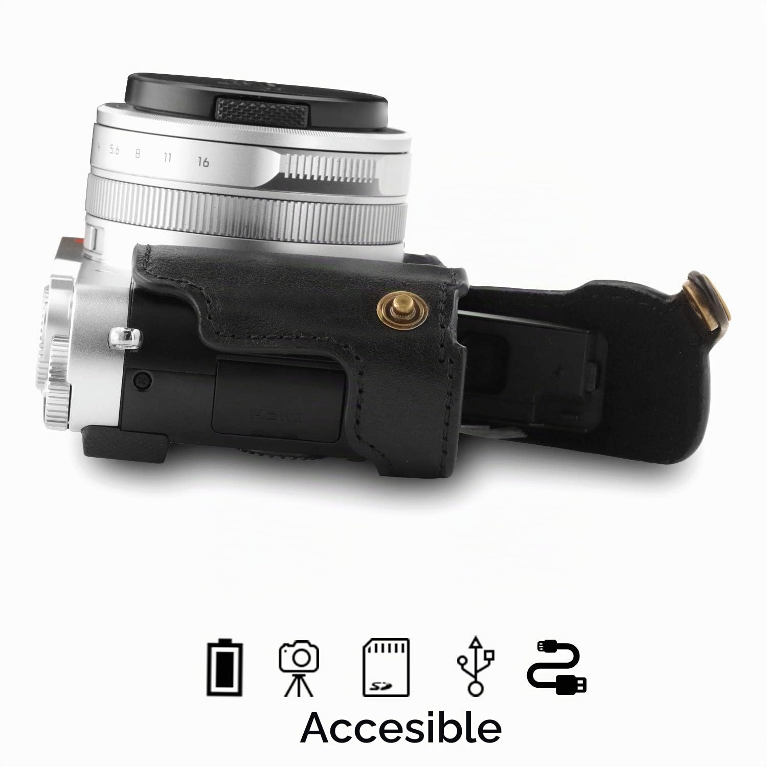 MegaGear Ever Ready - Funda de Piel para cámara de Fotos Compatible con Leica D-Lux 7, D-Lux 8