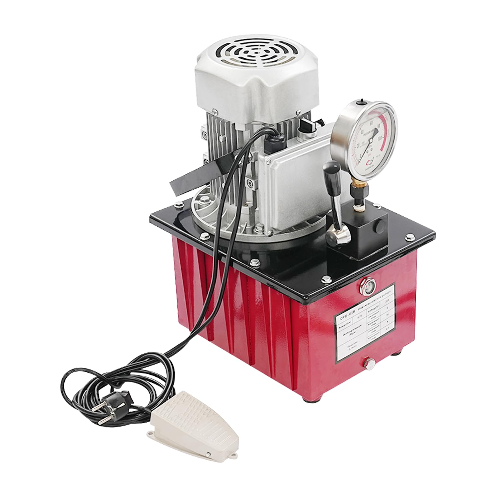 Hydraulikpumpe Elektrisch 70MPa, Elektrohydraulische Pumpe 0,75KW mit Fußpedal, Hydraulikaggregat 7L Öltank, Hochdruckpumpe für Hydraulischer Zylinder, Hydraulikpresse, Hebewerkzeug & Biegewerkzeug