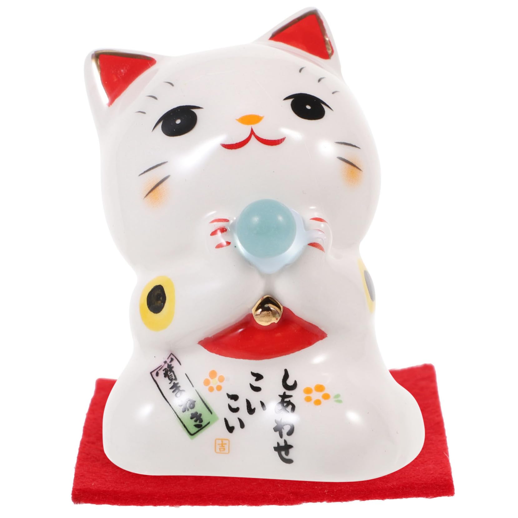 Alipis 8 Pièces Chat Chanceux Animaux Miniatures Statue Maneki Neko décoration Miniature Faire Signe Jouet décoration Maison Joli décor de Chat de en céramique Blanche
