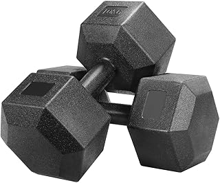 Yaheetech Set of dumbbells and dumbbells hexagonal dumbbells exercise weights home gym for gym fitness black 10/15/20 kg