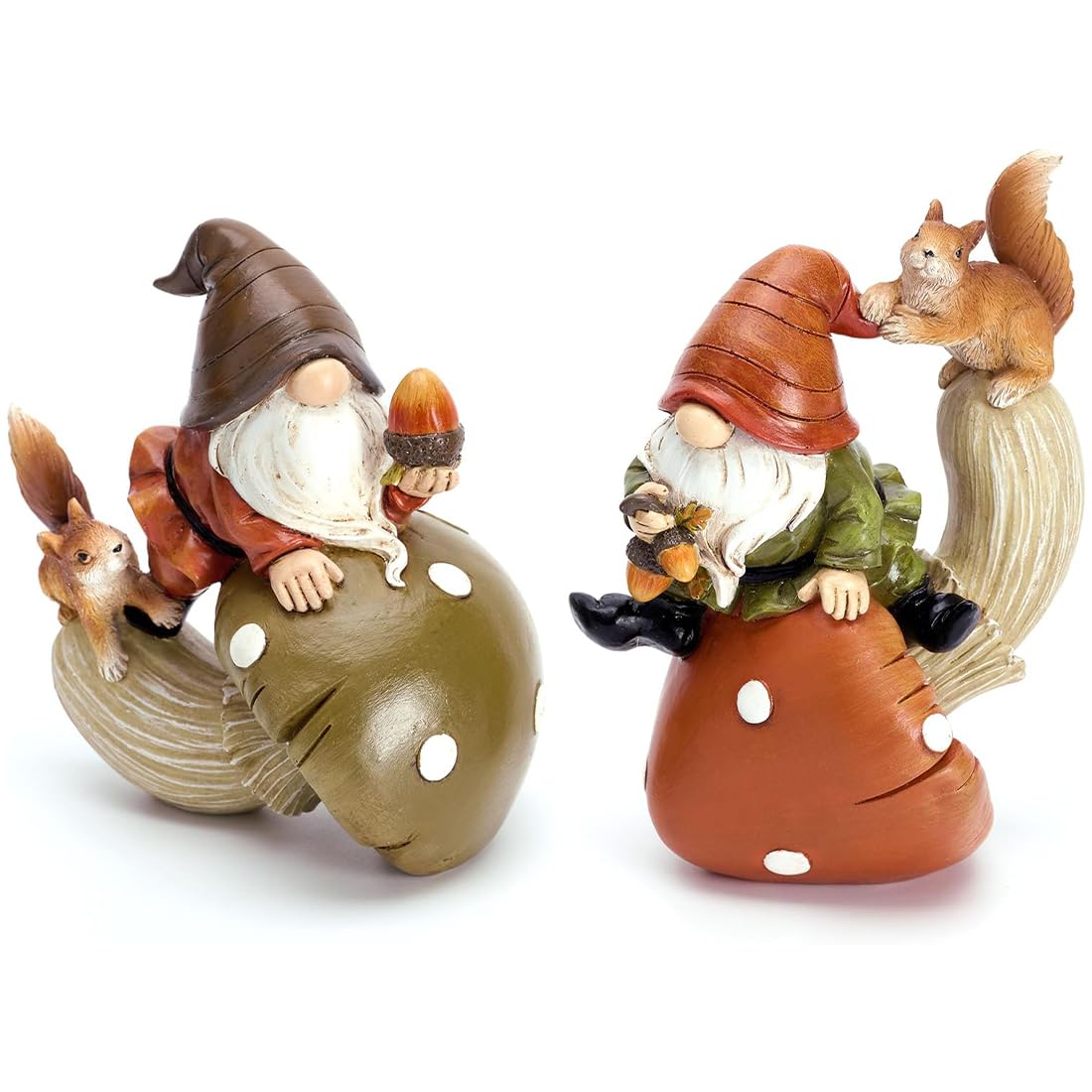 2pcs figure di decorazione autunnale, gnomi in resina per la decorazione autunnale all'interno e all'esterno, decorazione di funghi, regalo per il giorno del ringraziamento