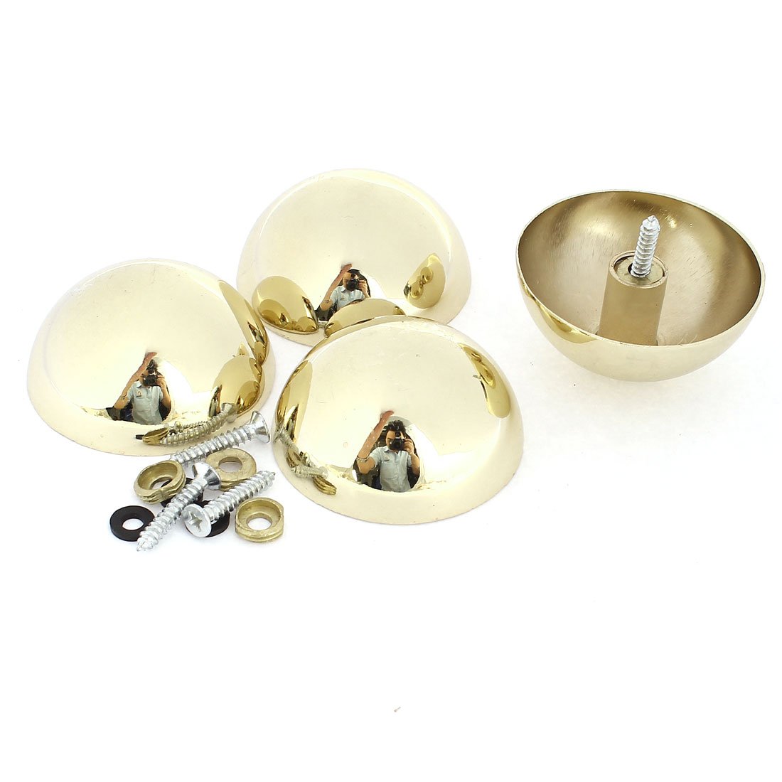 Aexit 4Pcs 46mm Quality Parts Dia 20mm Height Zinc Alloy Semicircle Glass Mirror Nail Fittings Gold Tone Model:14as650qo777