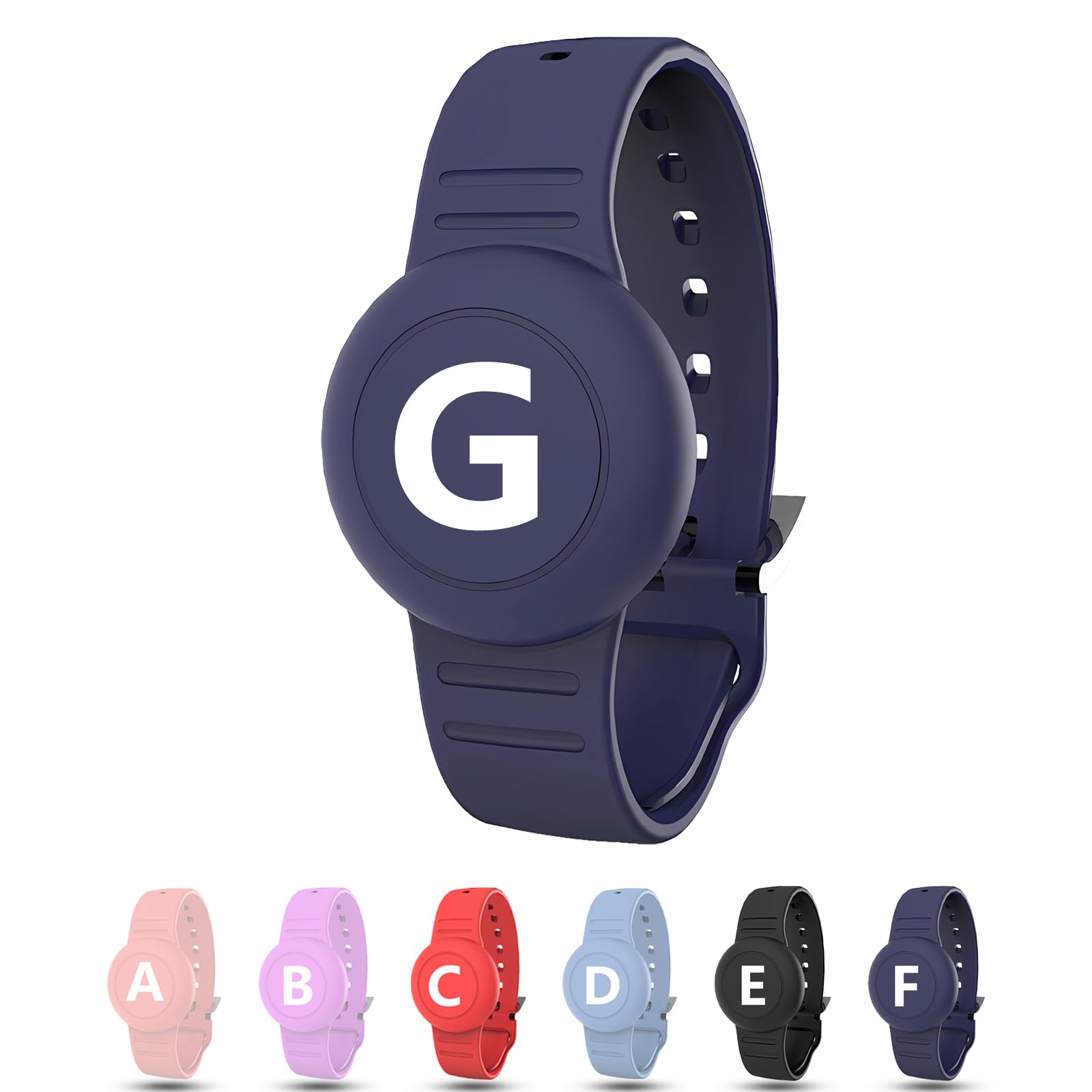 Waterproof Bracelet for AirTag Kids, Personalized Initial Letter Hidden Holder Compatible with Air Tag, Silicone Case for Airtag Adjustable Anti-Lost