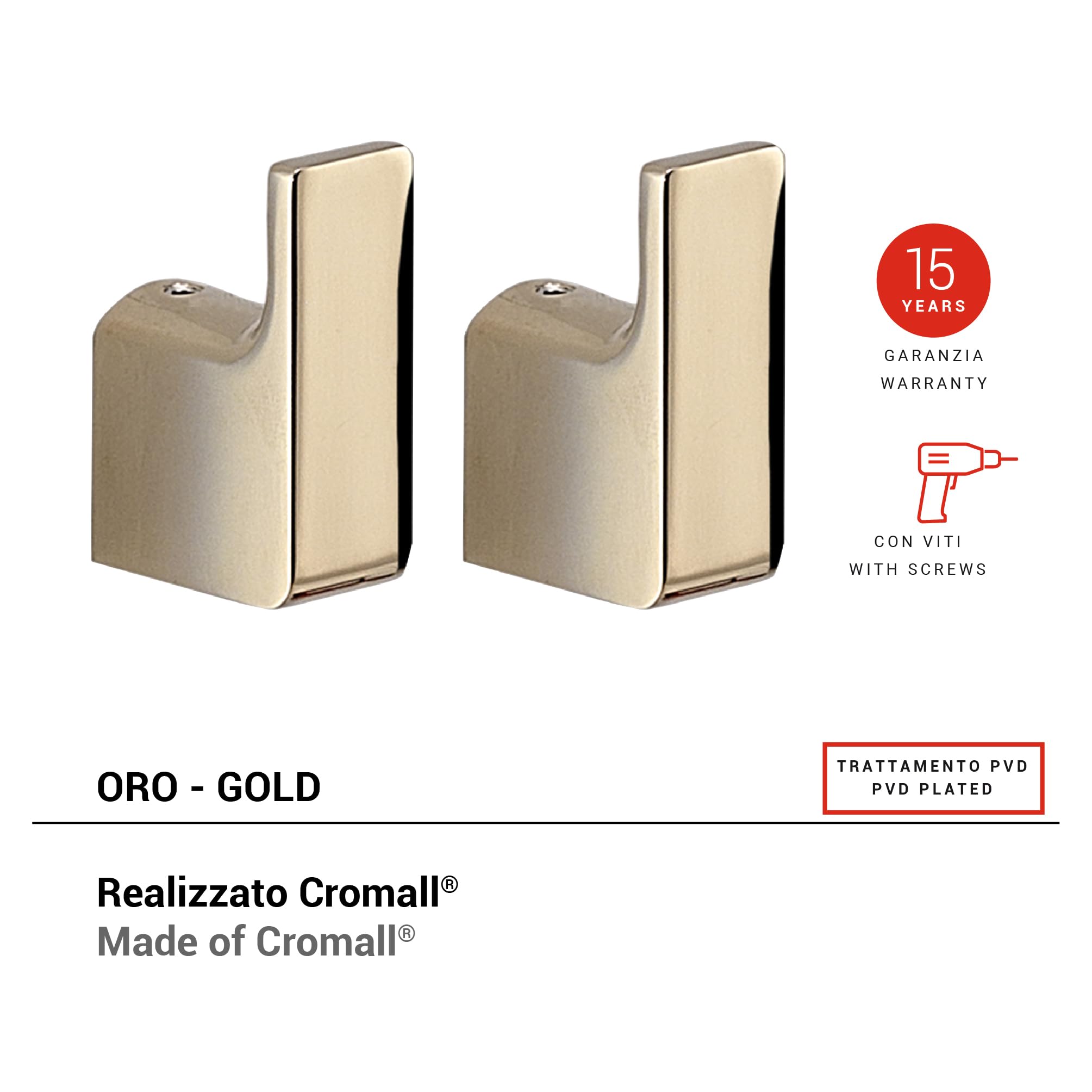 Gedy Pirenei Set of 2 Gold Hangers, 2x3,3x5,3cm - Image 2