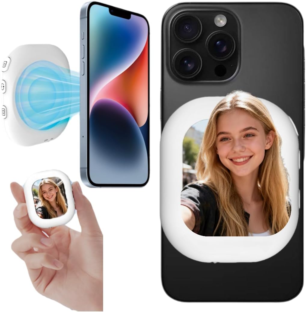 Selfie Monitor Screen, Magnetic Selfie Screen WiFi 2.4G/5G Bluetooth dual-mode100 ft Wireless Transmission, Back Camera Monitor for Vlog Live Stream TikTok, Compatible with iPhone & Android White
