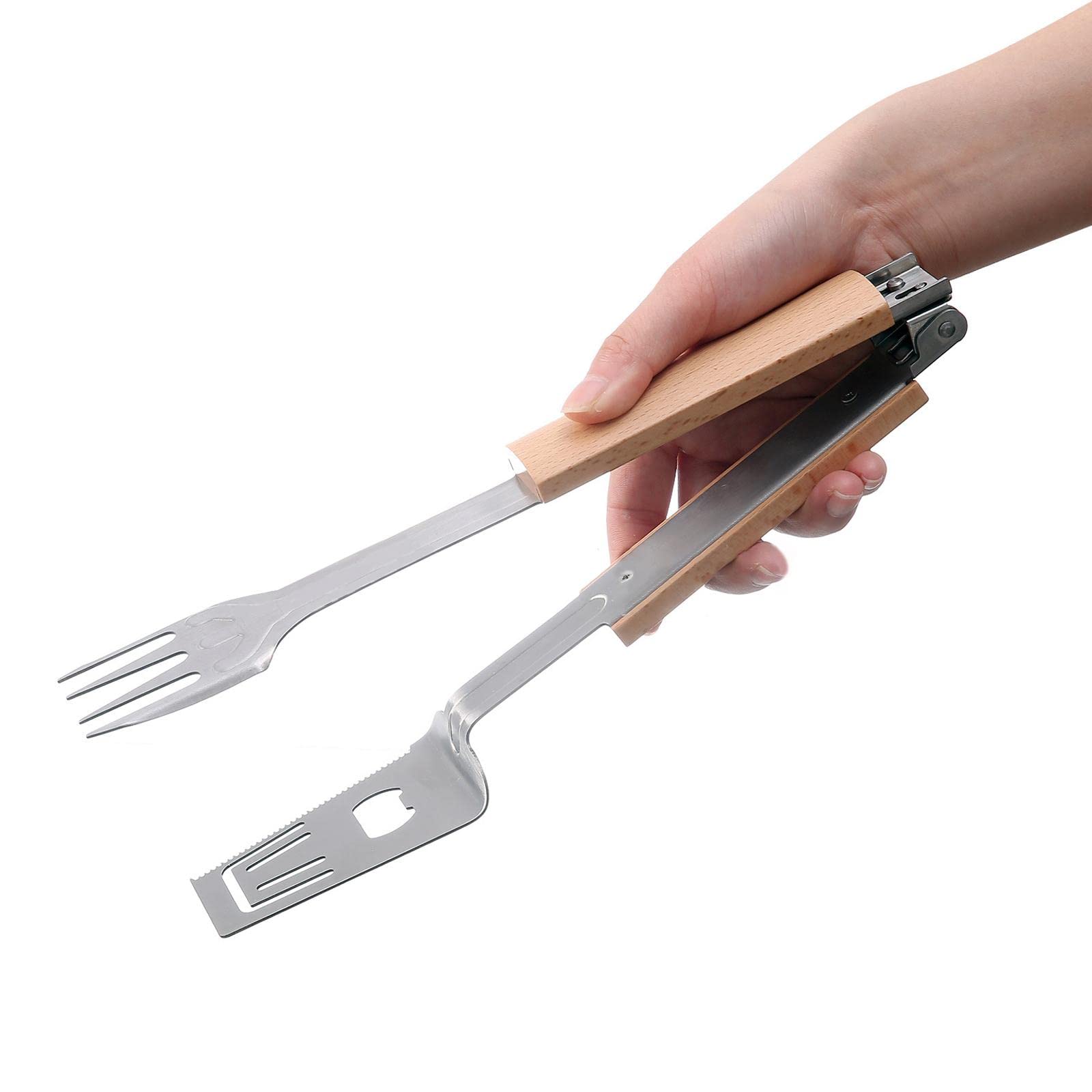 MRKU Pinzas de Cocina de Acero Inoxidable para Parrilla, Utensilios para Servir, Agarre para Barbacoa, Comida para Entretenimiento, Senderismo, Picnic, repostería