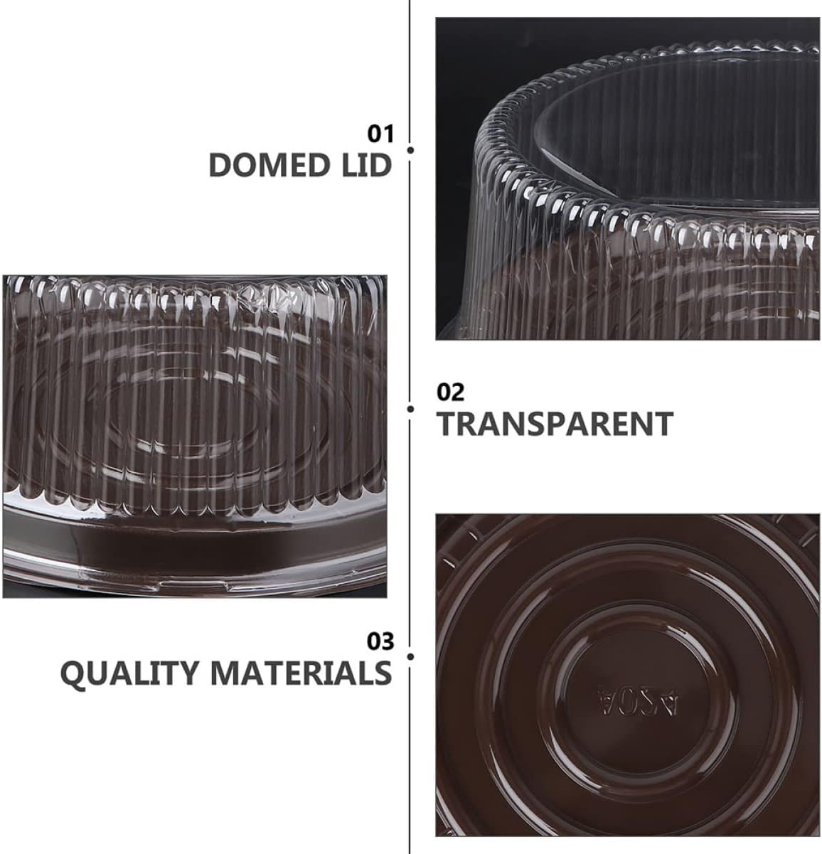 Garneck 30pcs Plastic Cake Boxes Dome Lid for Desserts Cheesecakes and Food-grade Material for Safe Storage and Gifting for Parties and Events