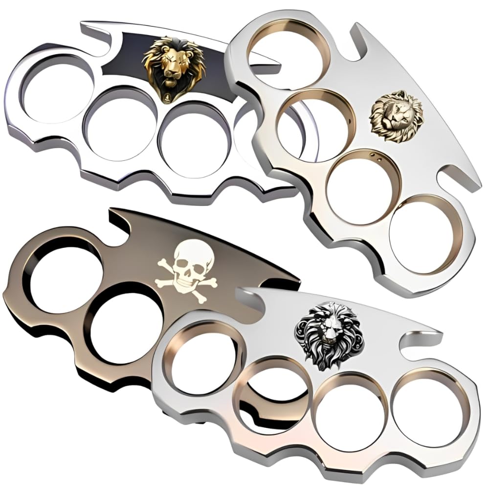Decorative Metal Brass Knuckles Car Decal Set, 7 x 4 inches, Gold Metallic, Pack of 4-image-32