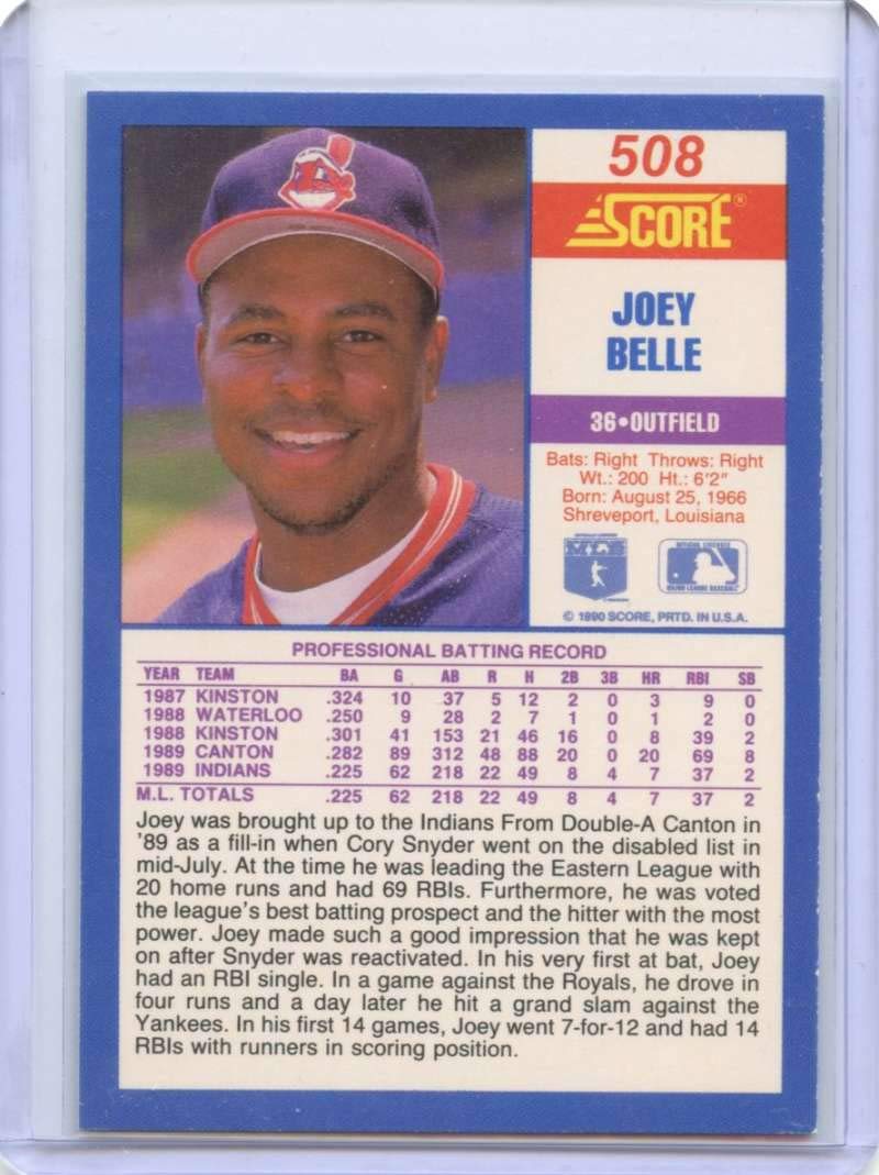 Amazon.com: Joey Belle Rookie Card 1990 Score #508 Cleveland