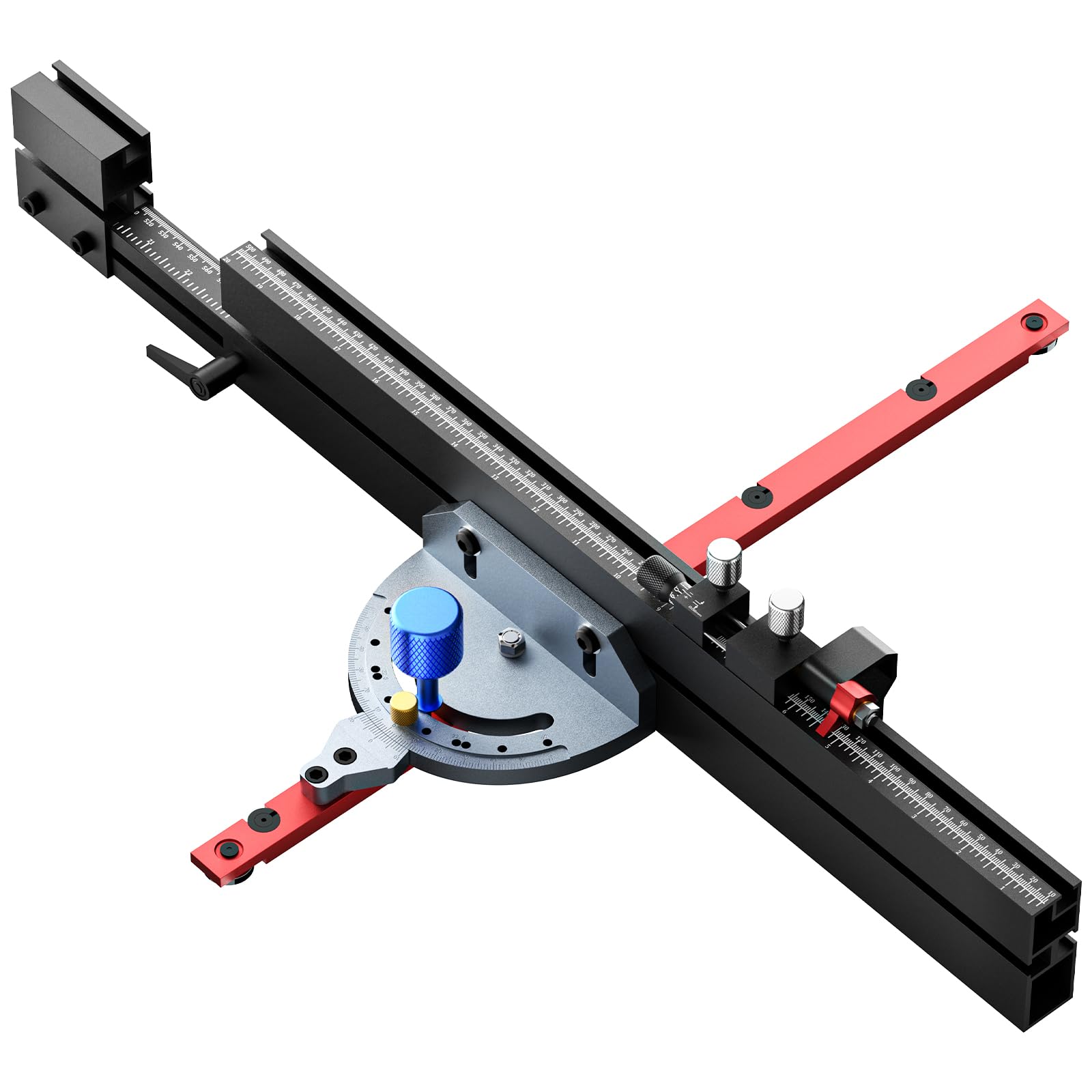 Precision Miter Gauge for Table Saw: 36 in Extendable Fence, Micro Adjustable Flip Stop, 11 Angle Stop, Standard 3/4" x 3/8" T Slot, Aluminum Alloy,