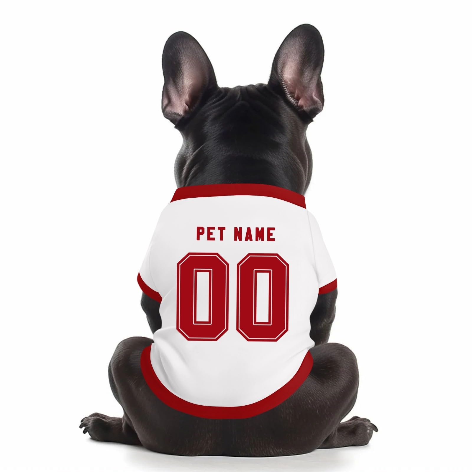Custom Dog Shirt With Number Name Logo Printed, Personalized Quick Dry Football Jersey Breathable Gym Shirt for Large Medium Small Dogs and Cats, White, L