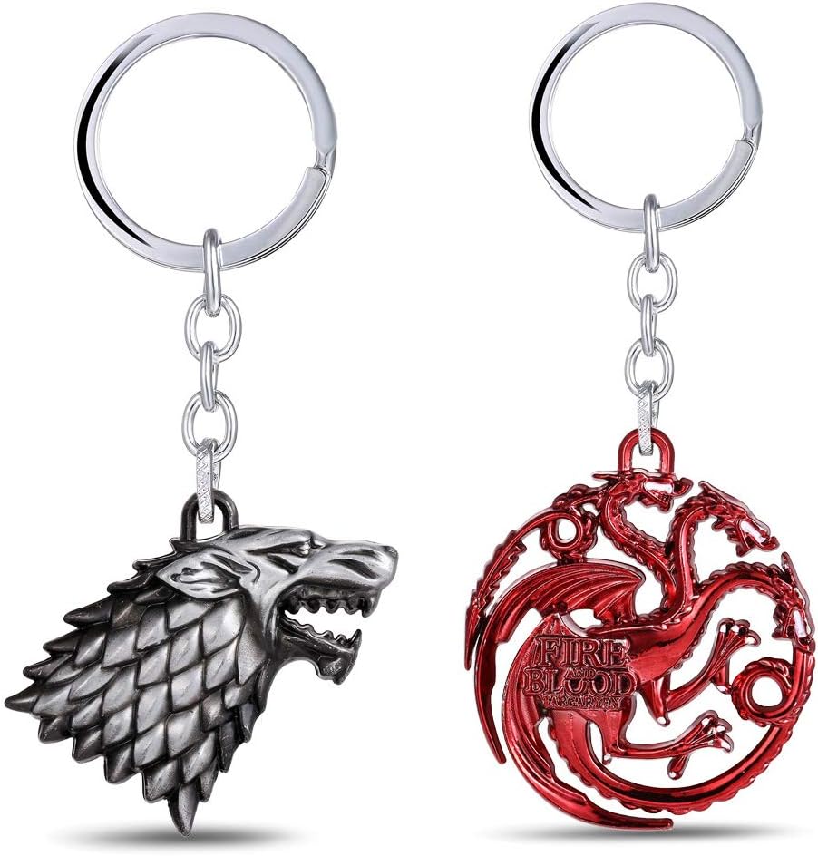 UVieUVie Game of Thrones Metal Keychain - House Stark Sigil Metal Keyring Pendant