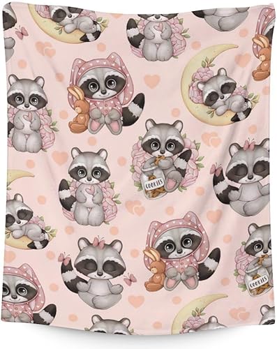Miniatura 7 de Manta de mapache personalizada con nombre para niños, aldults, suave, mullida y acogedora, manta de tamaño manta de 50 x 60 pulgadas para sofá,