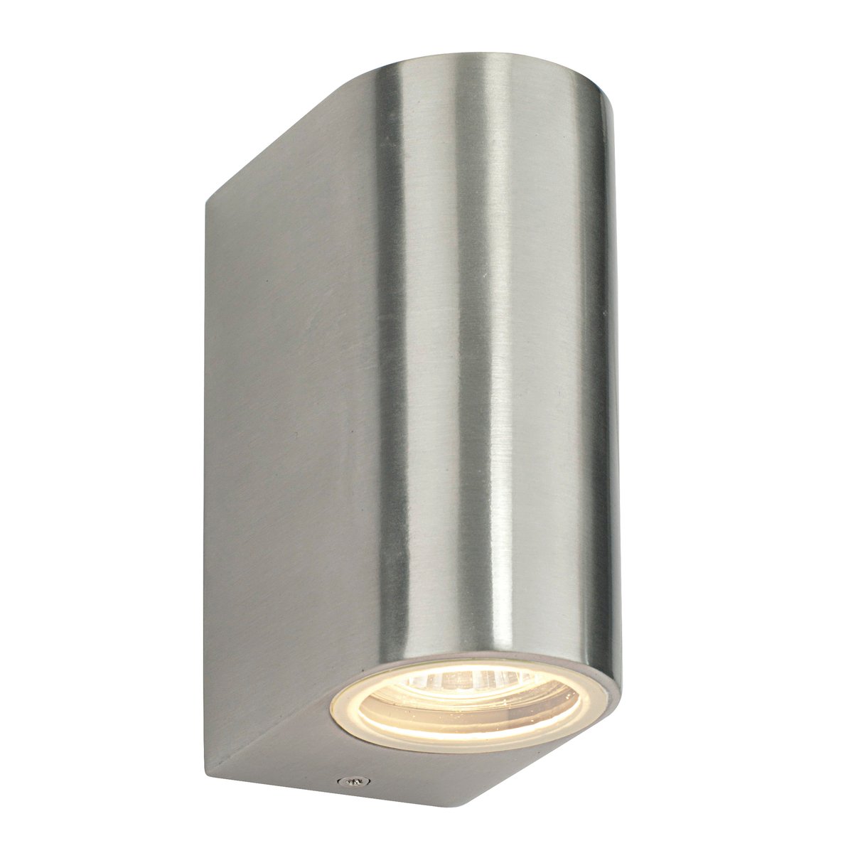 DORON Double Aluminium and Glass Outdoor GU10 Wall Light IP44 Up/Down Outdoor Wall Light, Brushed Alloy & Clear Glass