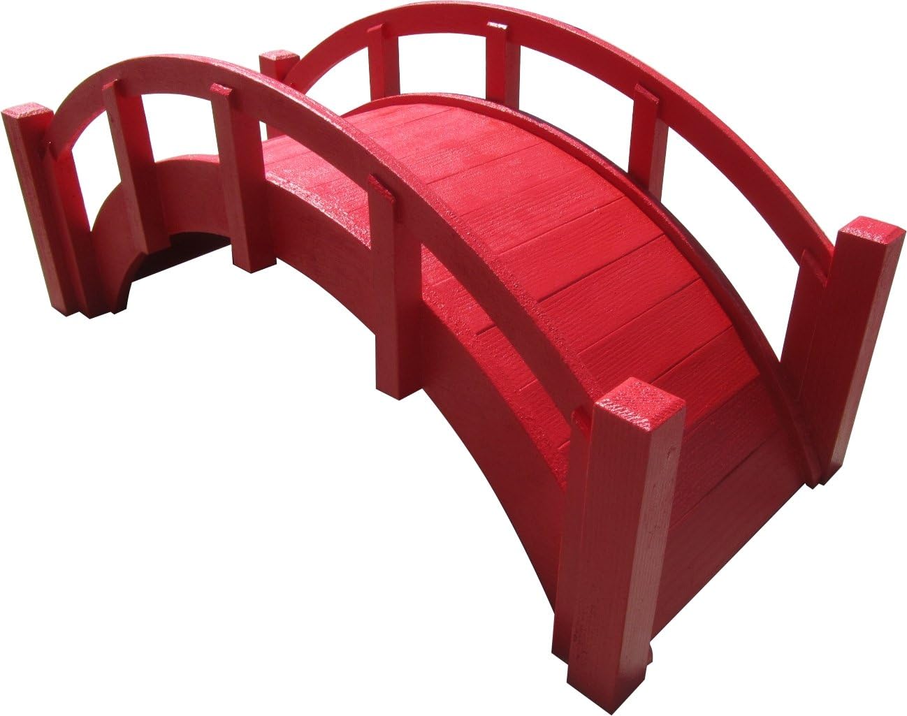 SamsGazebos Miniature Japanese Wood Garden Bridge, Red, Assembled, 25" Long X 11" Tall X 11-1/2" Wide, Made in USA