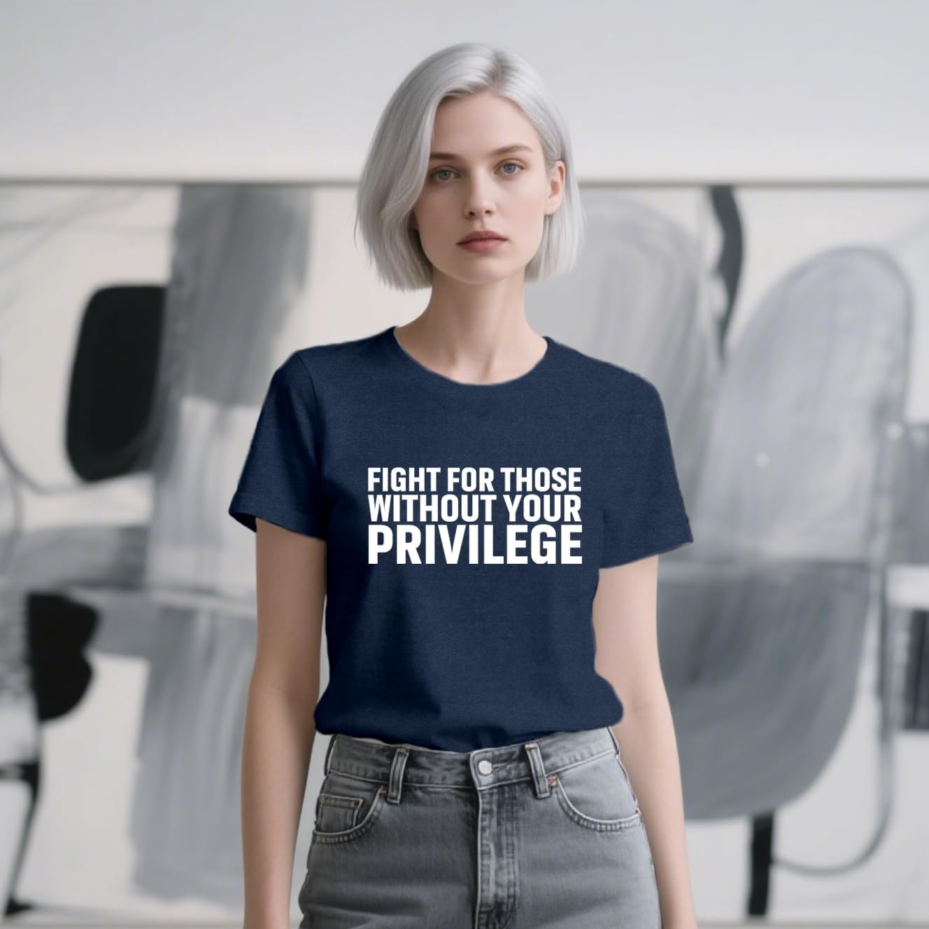 Equality Shirt for Women Human Rights T-Shirts Fight for Those Without Your Privilege Letter Printing Tee Top - Image 4