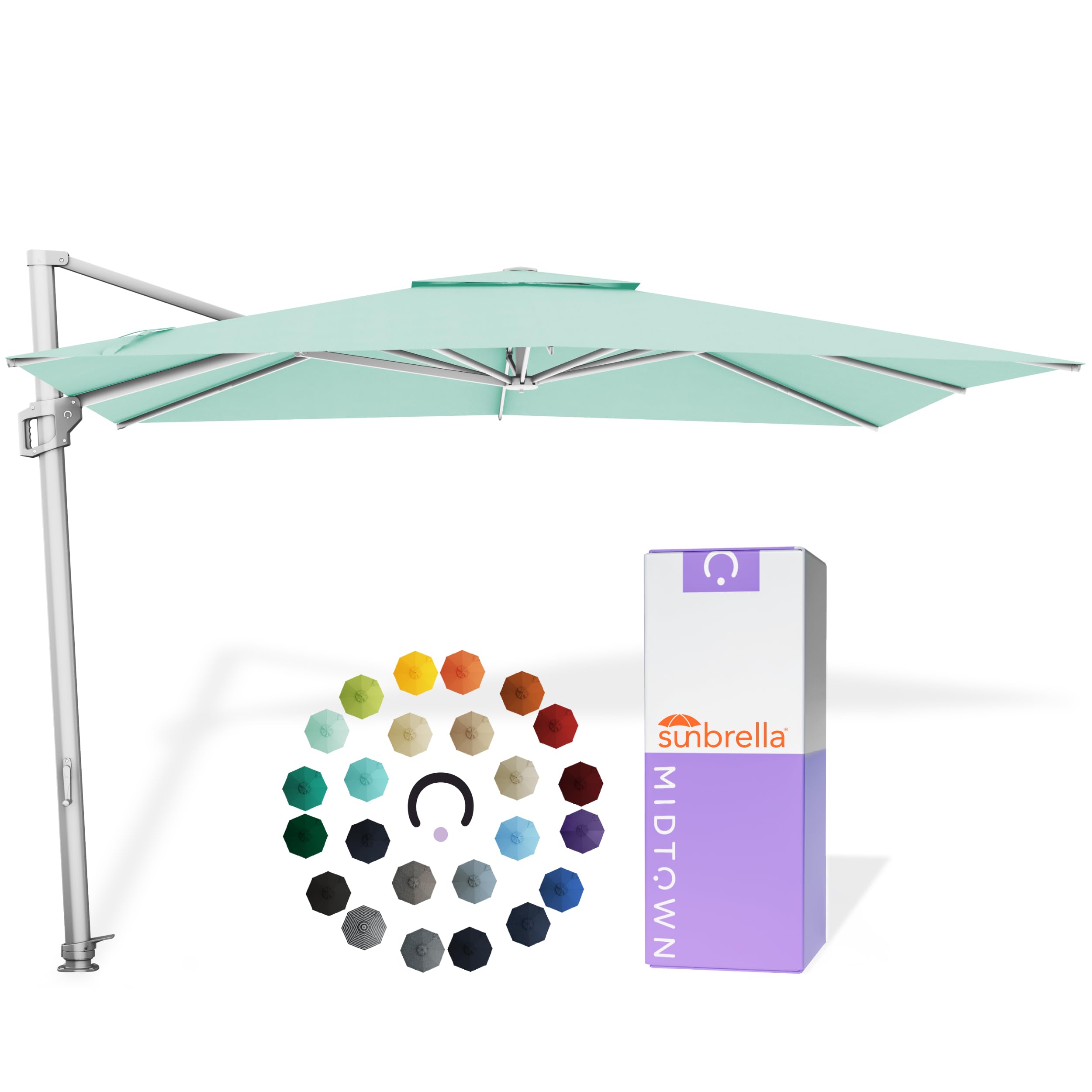 Midtown Umbrellas Grande Square - 9 x 9 Ft Cantilever Umbrella