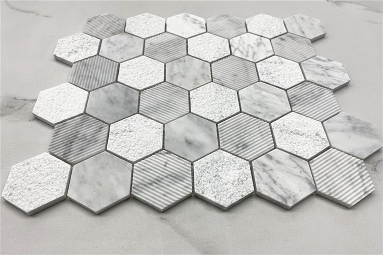 Buy Stone Center Online Carrara White Marble 2 inch Hexagon Mosaic Tile