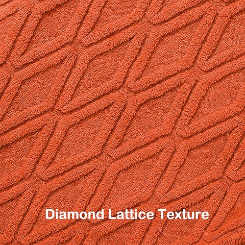 Eydna Blanket Queen Size 90"x90", Lightweight Summer Blanket All Year Use for AC Room & Couch & Dorm & Camping, Soft Diamond-Shaped Pattern, Easy Care, Orange — view 3