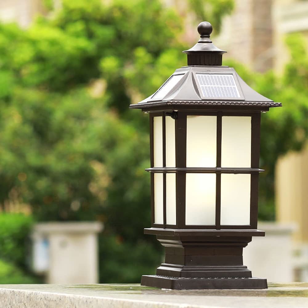 Oświetlenie Zewnętrzne, Zewnętrzne Oświetlenie Solarne, Słup Aluminiowy, Szklany, Czarny, Korpus Oświetleniowy Led, Ogrodzenie Ogrodowe, Dwa Tryby Świecenia, Ciepły