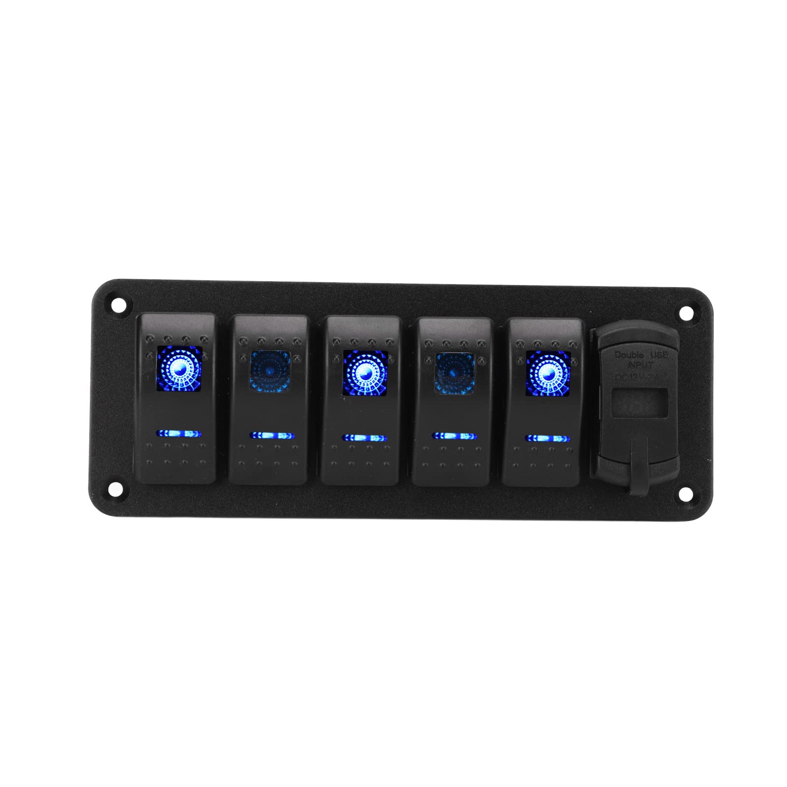 Panel przełączników kołyskowych 5-krotnych z podwójną ładowarką USB i wyświetlaczem napięcia LED, sterowanie włącznikiem prądu stałego 12 V-24 V dla jachtu ciężarowego RV