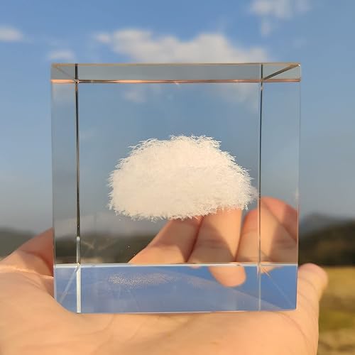 Miniatura 4 de 3D Nube Crystal Cube Decoración de habitación K9 Pisapapeles de vidrio Feng Shui Adornos Figuritas Grabado para el Hogar 6 * 6CM