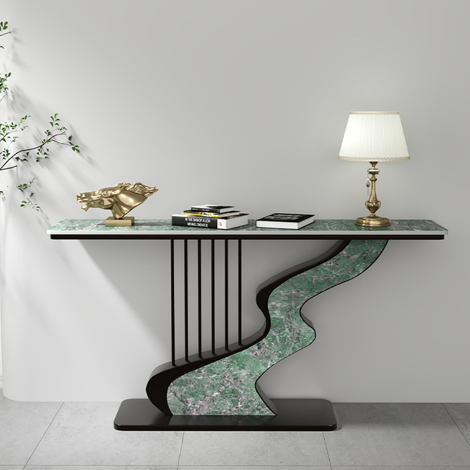 Contemporary Half Moon Narrow Console Table, Luxury Accent Sofa Table