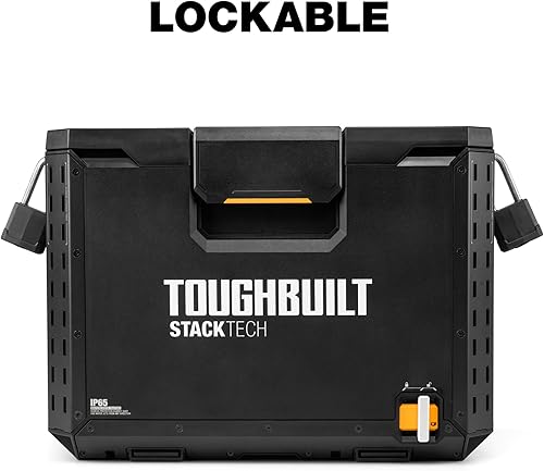 Miniatura 9 de ToughBuilt StackTech XL Caja de herramientas organizadora con cerradura y bandeja extraíble, color negro