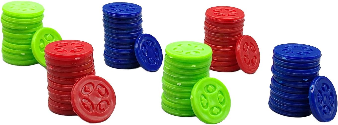 Kids Mandi Plastic Rummy Counters, Bingo Chips, Multicolored Coins, Tokens for Counting or Playing Games (150 Chips)