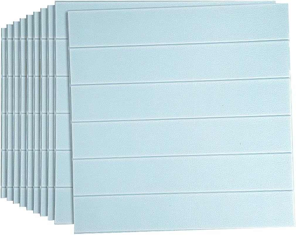 Queenbox 10pcs 27.6x27.6in XPE Foam Wood Wallpaper, Self-Adhesive Faux Brick Wall Panels for Home Office TV Background, 02