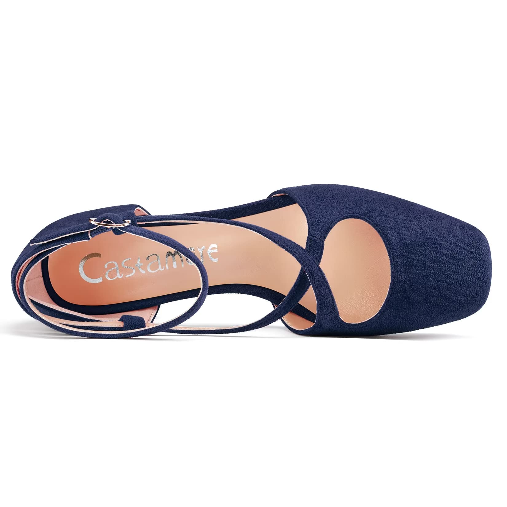 Castamere Donna Medio Chunky Blocco Tacco Heel Quadrata Punta Cinturino Incrociato Pumps Feste Cute Scarpe