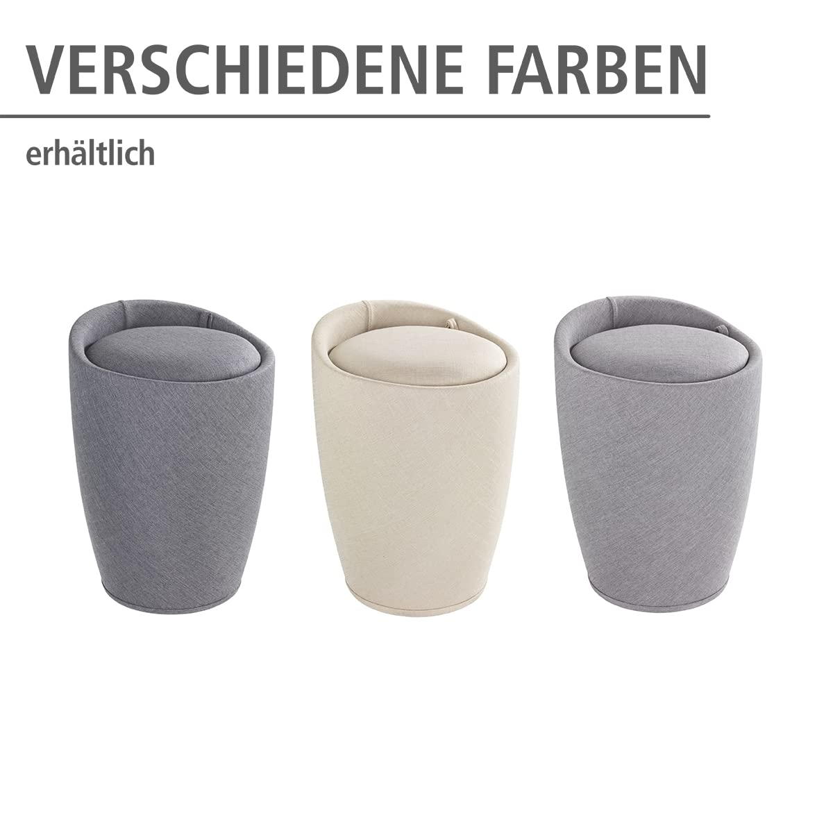 Wenko Taburete para el baño, plástico, beige, 38.5 x 38.5 x 53.0 cm
