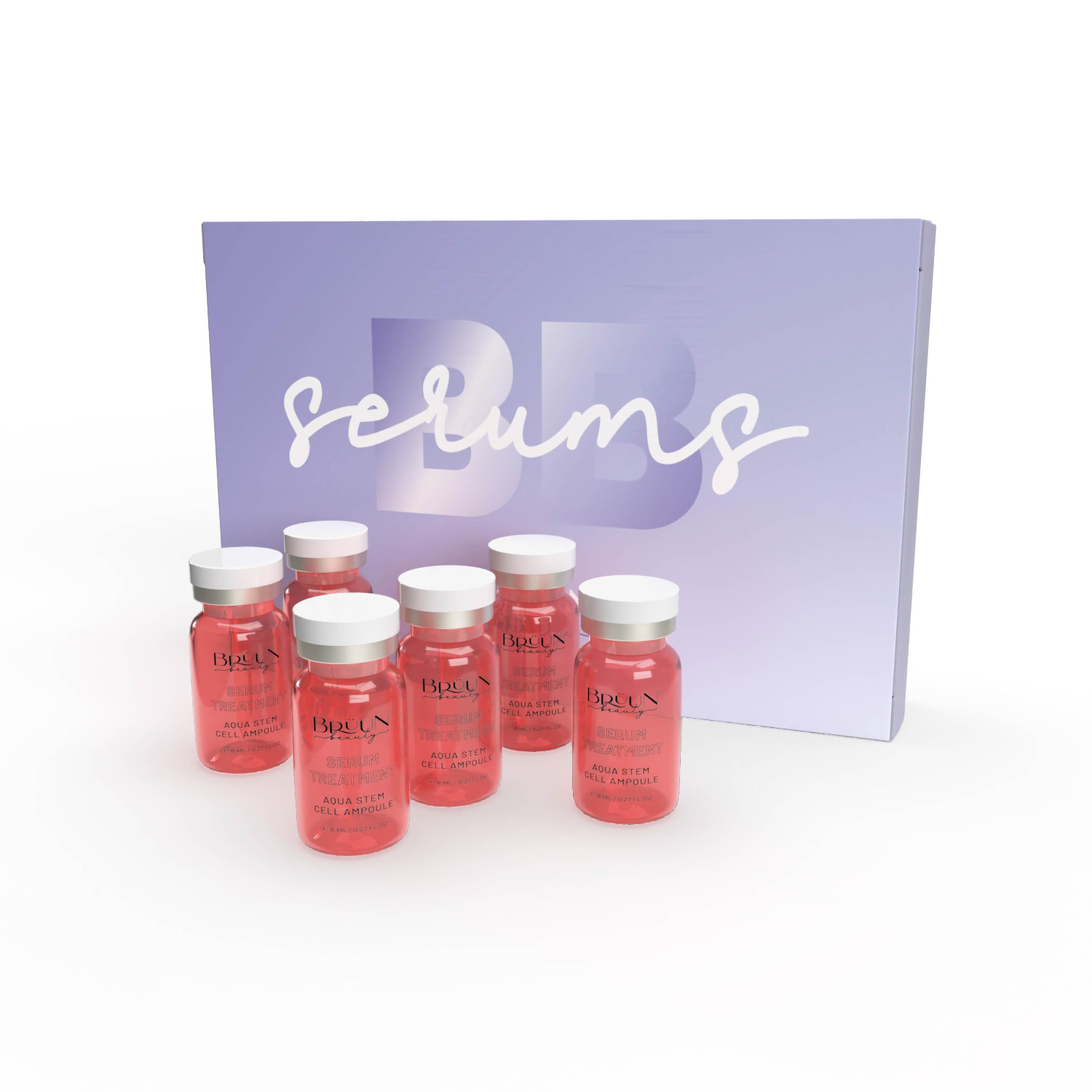 BRÜUN BB Glow Serum Ampule – A (Pack of 6) Aqua Stem cell Ampoule for Moisturizing Dry skin – A Great Serum Treatment for Skin and Body Care for Spas, Schools, and Estheticians use with Derma Pen