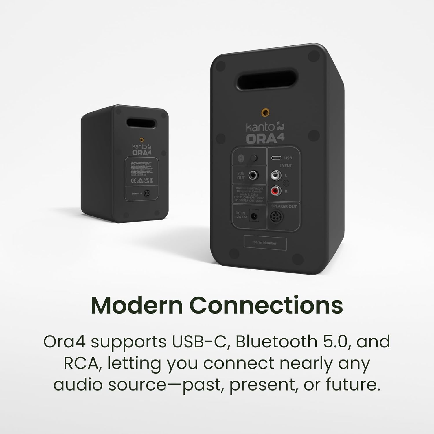 Kanto ORA4 140W Powered Reference Speakers with Bluetooth 5.0 and USB-C Input | 4” Woofers with Deep Bass Extension | Bi-Amplified | 80 Hz Automatic Crossover | Reference Quality Sound | Pair | Black - Image 6
