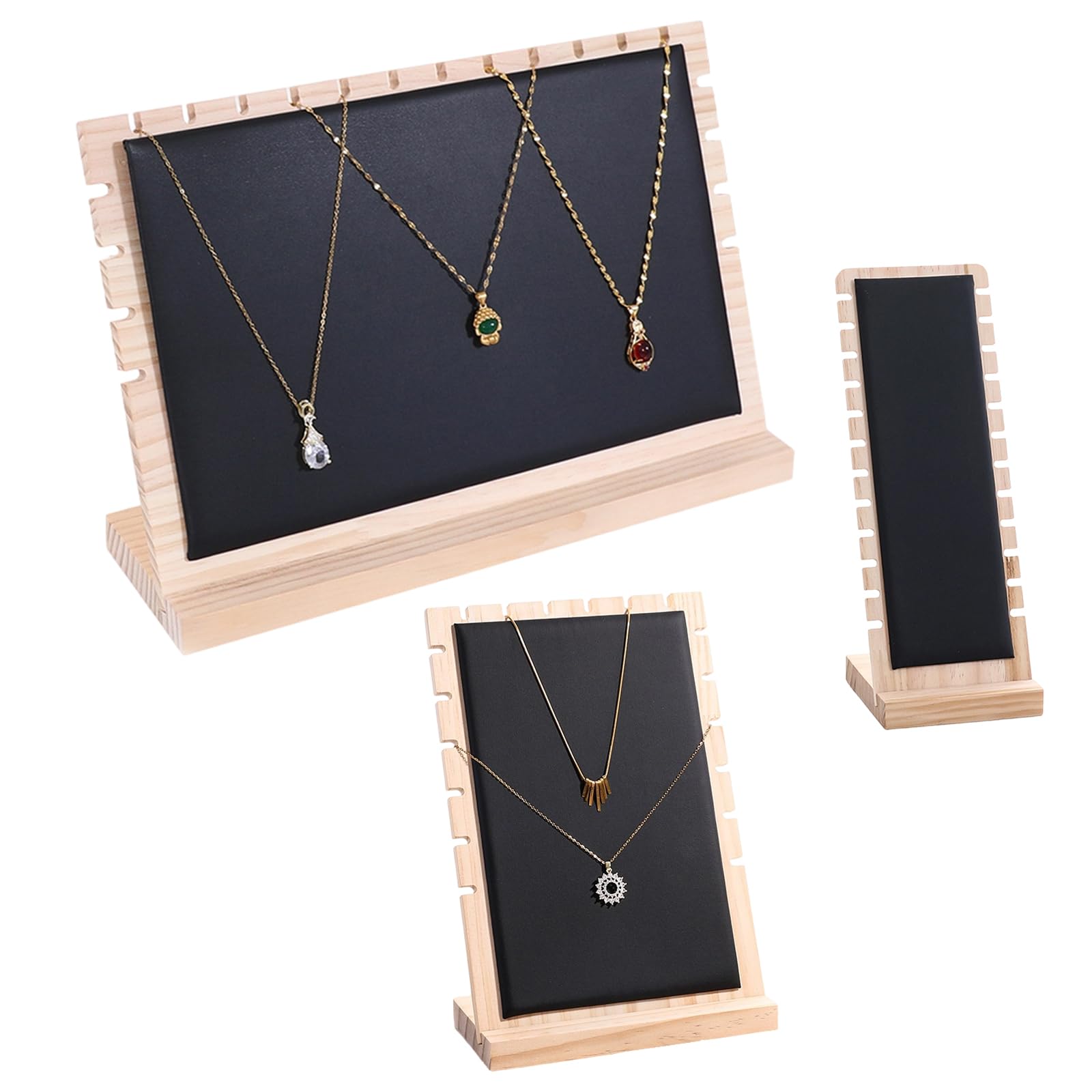 WLNEXT Of 3 Stylish Wood Jewelry Holder for Elegant Display of Necklaces and Bracelets in Decoration Setting Organizers
