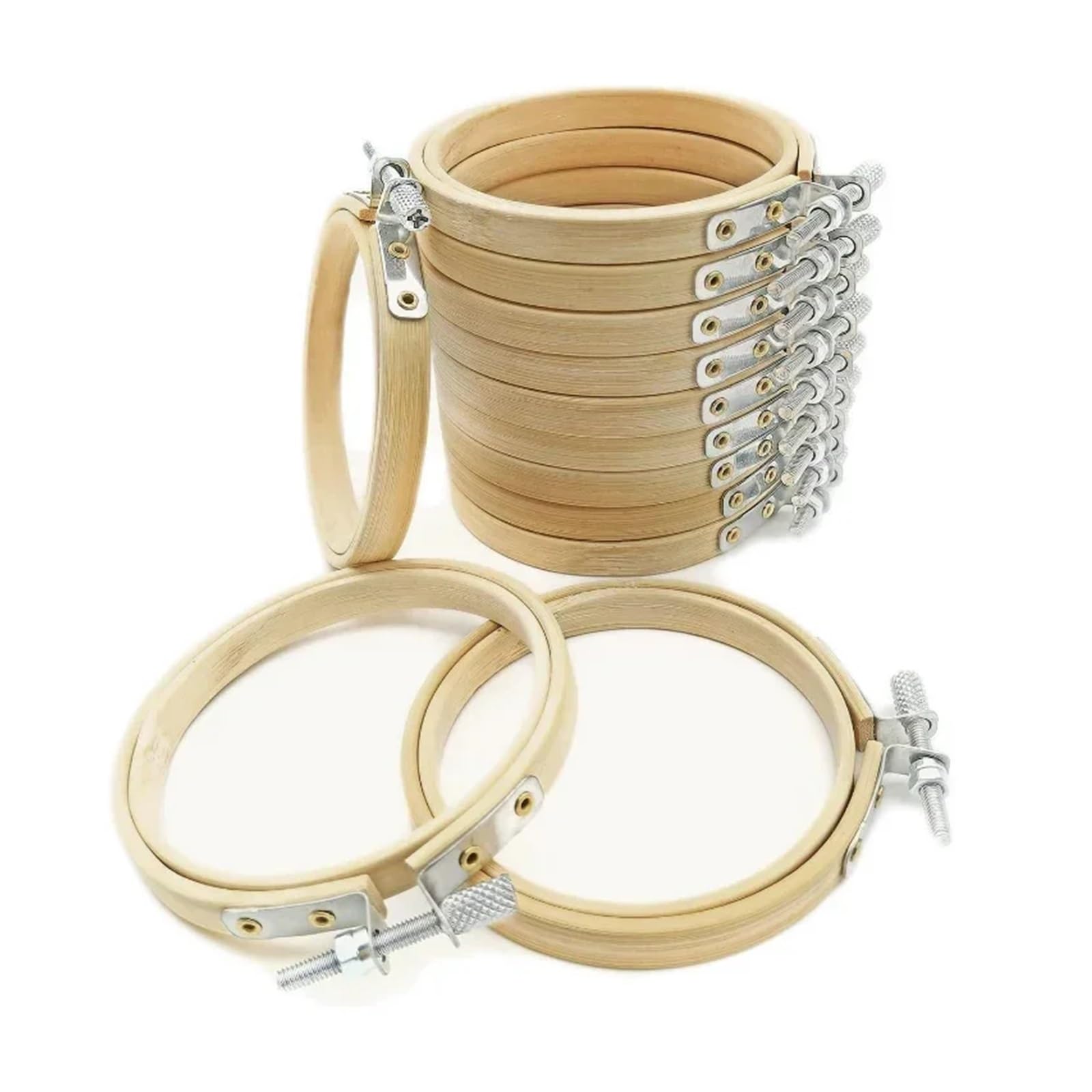 MRKU Soporte para Bastidor de Bordado DIY, Kit de Costura para Punto de Cruz, Marco, Anillos, Manualidades, bambú, aro Redondo, Herramientas de Costura domésticas