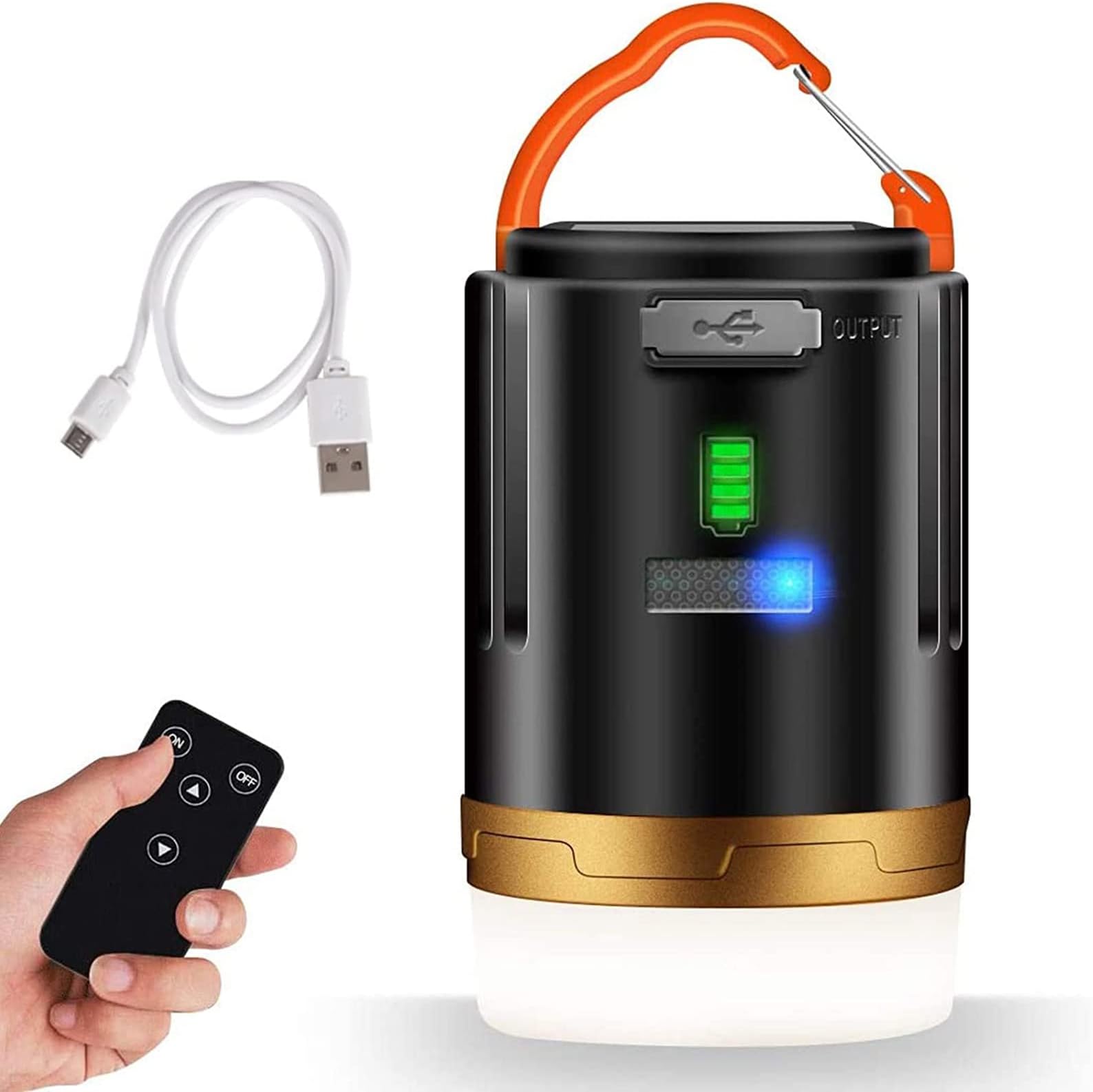 BURDEAN 4800mAh Portable LED Camping Lantern Rechargeable Light Flashlight with Power Bank, Outdoor IPX6 Waterproof Remote Control Tent Light, for Emergency, Hurricane, Storm, Power Outage