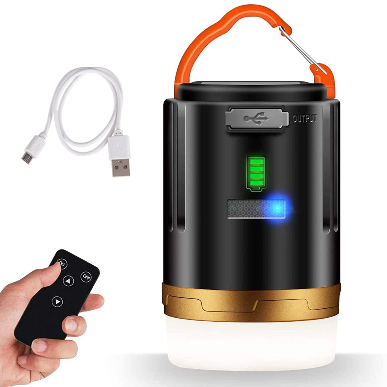 BURDEAN 4800mAh Portable LED Camping Lantern Rechargeable Light Flashlight with Power Bank, Outdoor IPX6 Waterproof Remote Control Tent Light, for Emergency, Hurricane, Storm, Power Outage