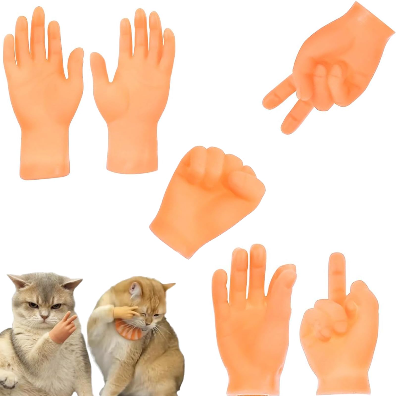 Tyuyuio Mini Hands for Cats, 6 Pcs Cute Tiny Hands for Cats,Funny Creativity Interactive Toys for Cats and Puppy, High Elasticity Creative Prank Pets Toys, Mini Fingertips Teasing Toy