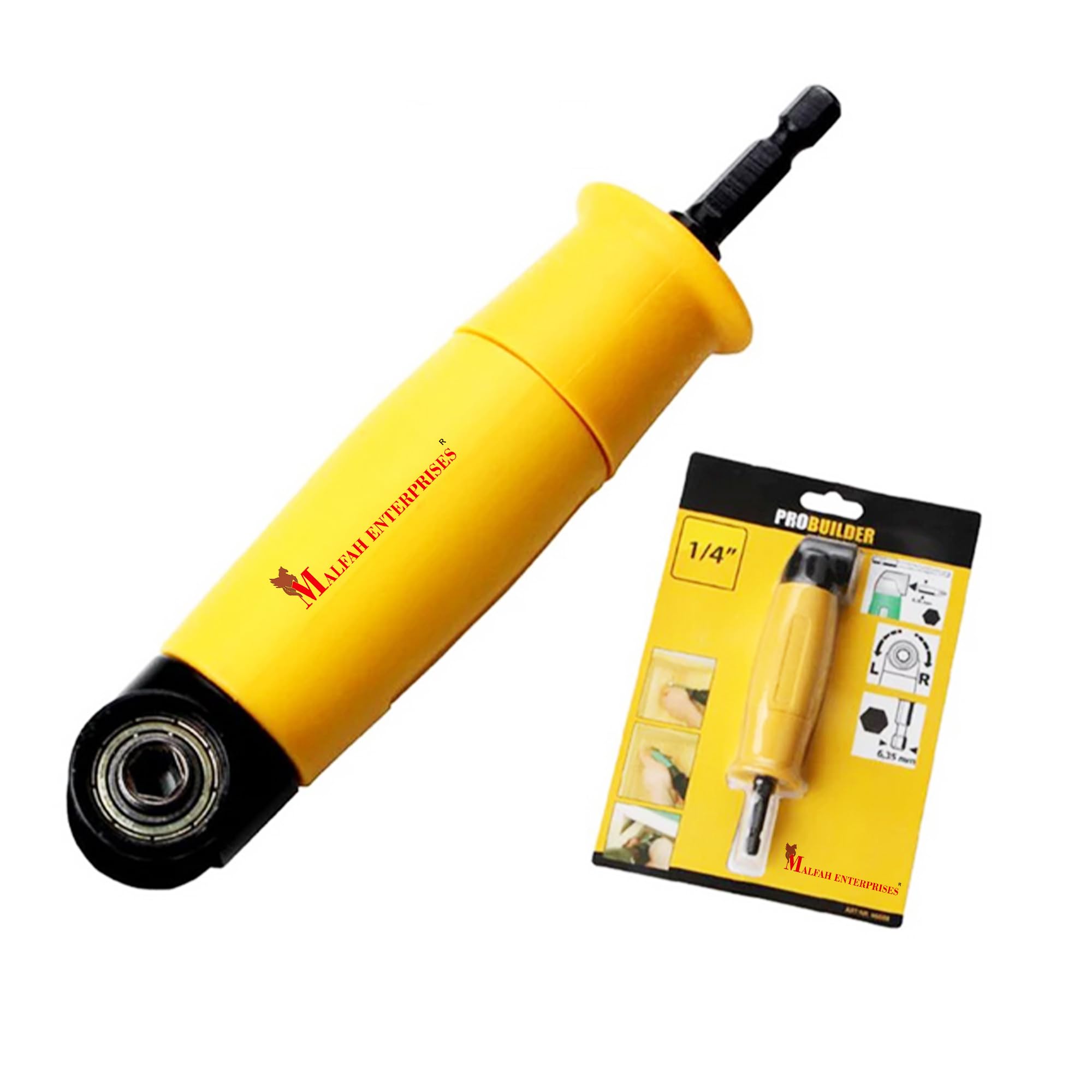 Malfah Adaptor Driver Extension 90 Degree Drill Right Angle Power Screwdriver Drill Attachment 1/4 inch Hex Bit Socket Screwdriver Holder Adapter Maf
