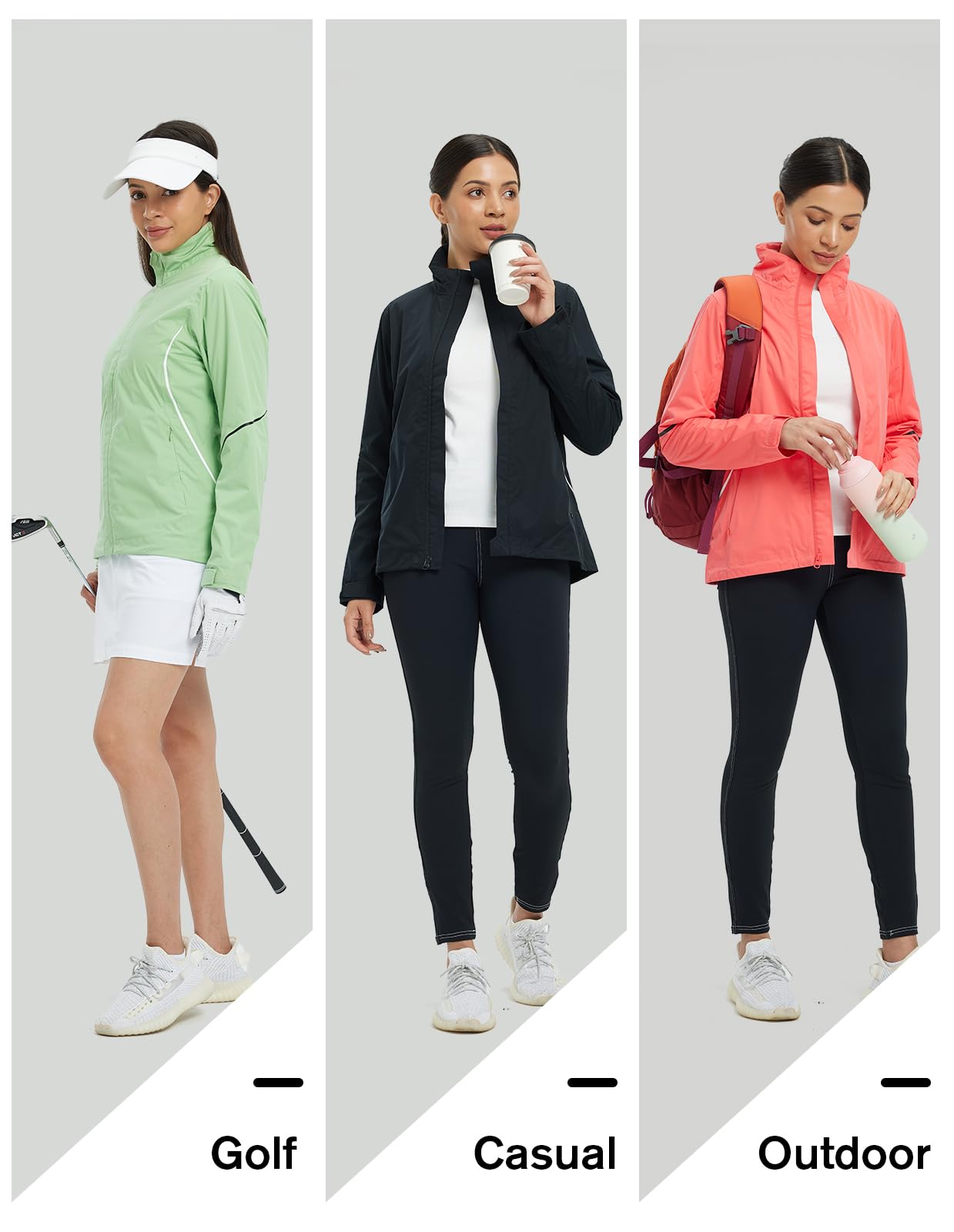 fit space Damen HydroLite Golfjacke Wasserdicht 20K Regenjacke Leicht Stretch für Outdoor-Aktivitäten