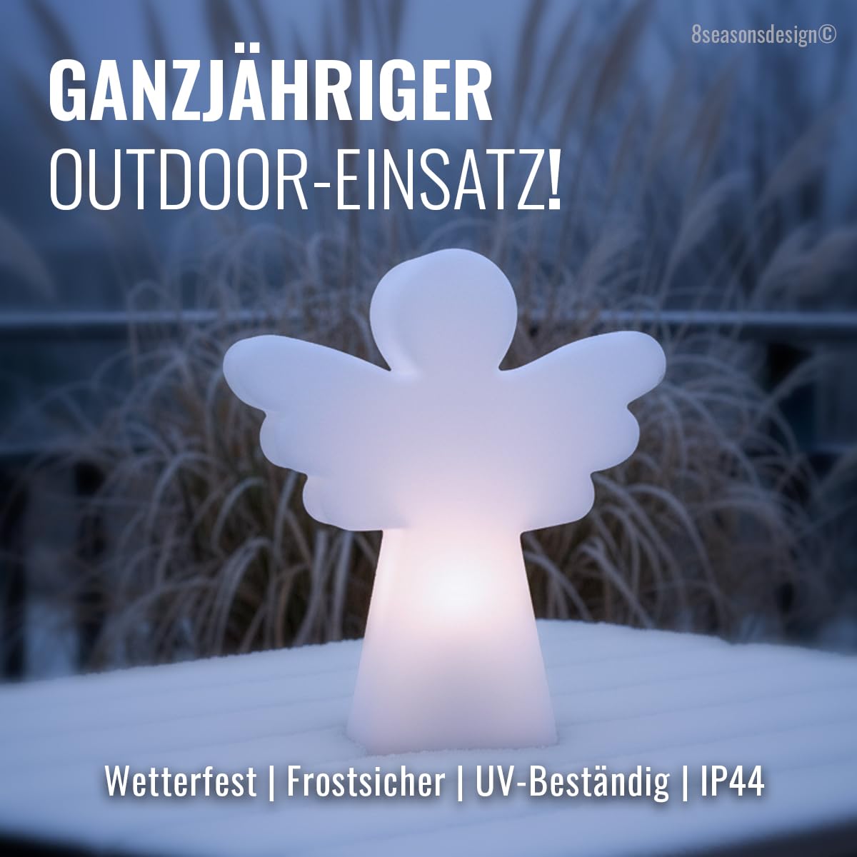 8 seasons design LED Engel 40 cm Shining Angel, RGB Farbwechsel, dimmbar, mit Fernbedienung - winterfest - Weihnachtsengel für außen und innen, Weihnachtsbeleuchtung, Taufe, Kommunion, Konfirmation
