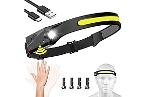 230° Wide-Angle Rechargeable Headlamp with Motion Detector for Adults