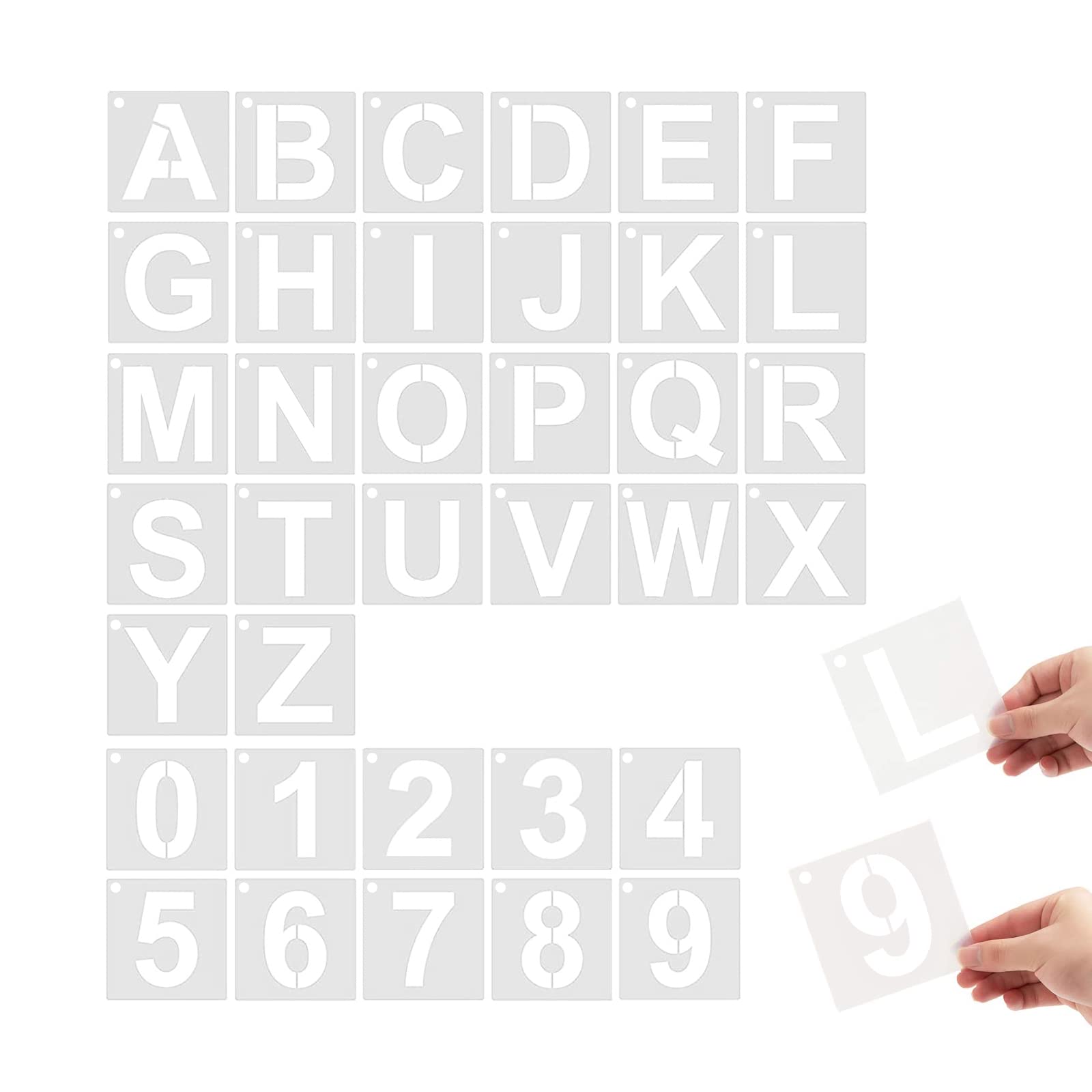 36Pcs Alphabet Letter Stencils 3 Inches Reusable Plastic Letter & Number Templates Art Craft Stencils for Painting Art DIY Crafts
