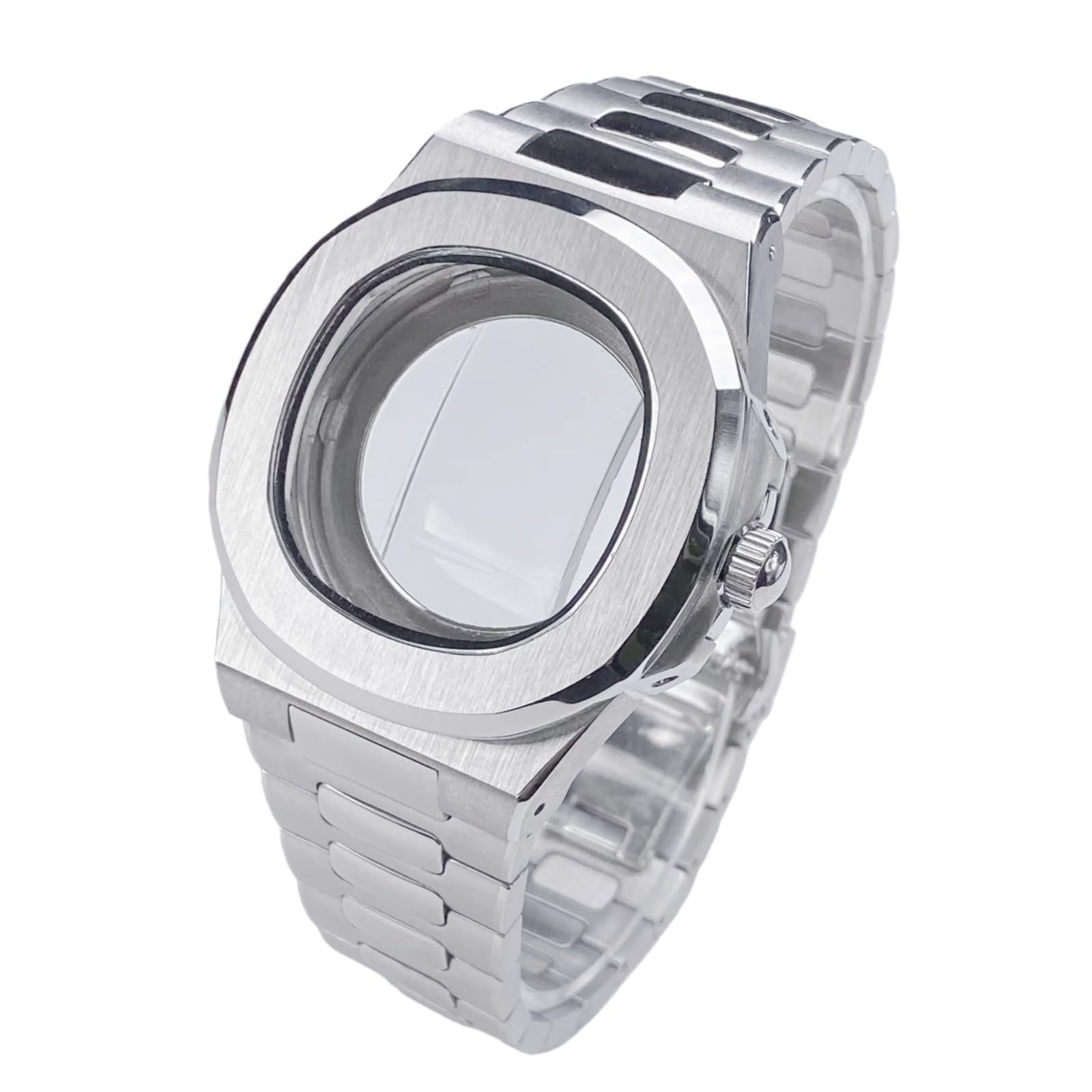 40mm Zegarek Kit Modding, Pasuje dla NH35 NH38 Mechanizm, Szkło Szafirowe Przezroczysty Dekiel Koperta Zegarka Bransoleta Set dla Patek Philippe Nautilus