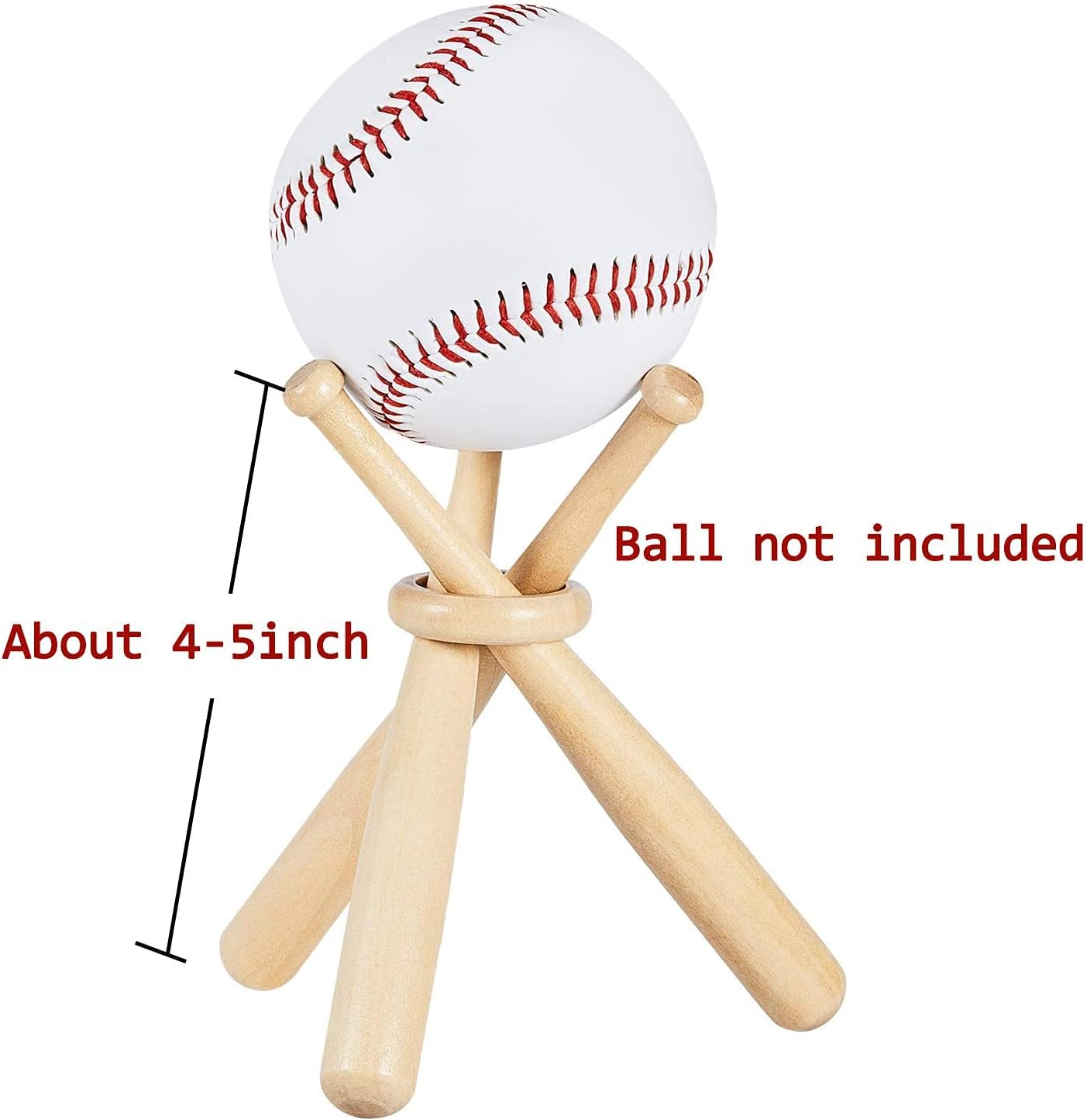 Wooden Baseball Stand Display Holder with Mini Baseball Bats and Wooden Circles for Baseball