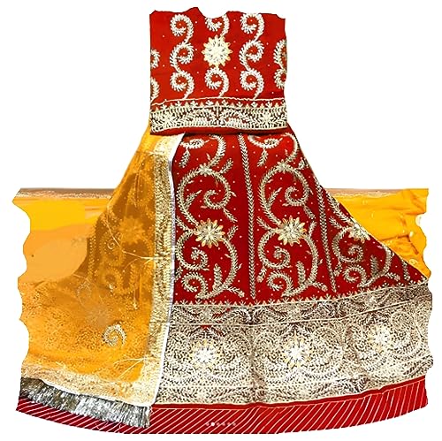 Image of Heavy Embroidery Work Semi Stitched Shimmer Silk Designer Rajputi Poshak For Women Rajasthani Lehenga Choli