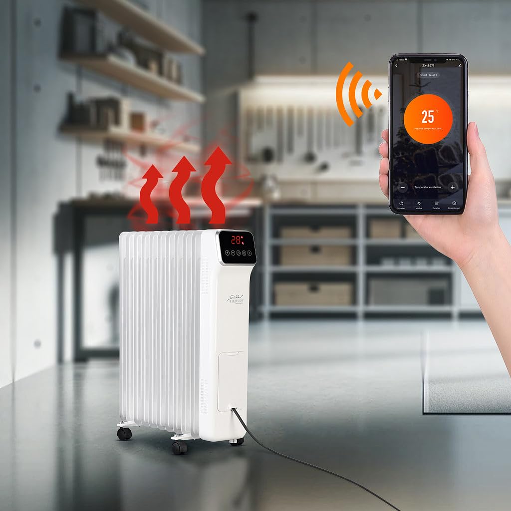 Sichler Haushaltsgeräte Radiatore a olio WiFi con app e telecomando, 11 elementi, 2500 W