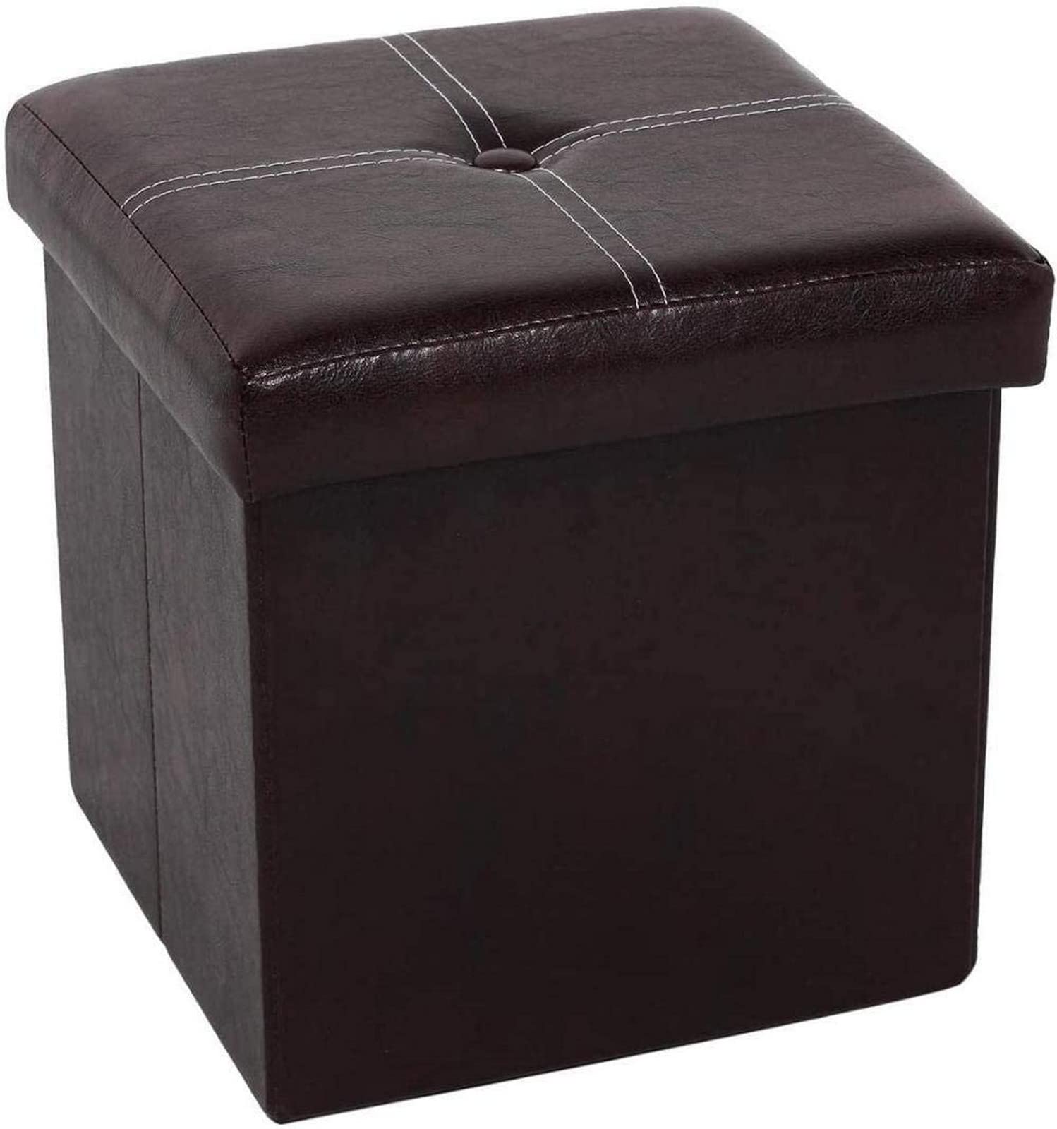 Repose-Pieds et Boîte de Rangement en Faux Cuir Marron