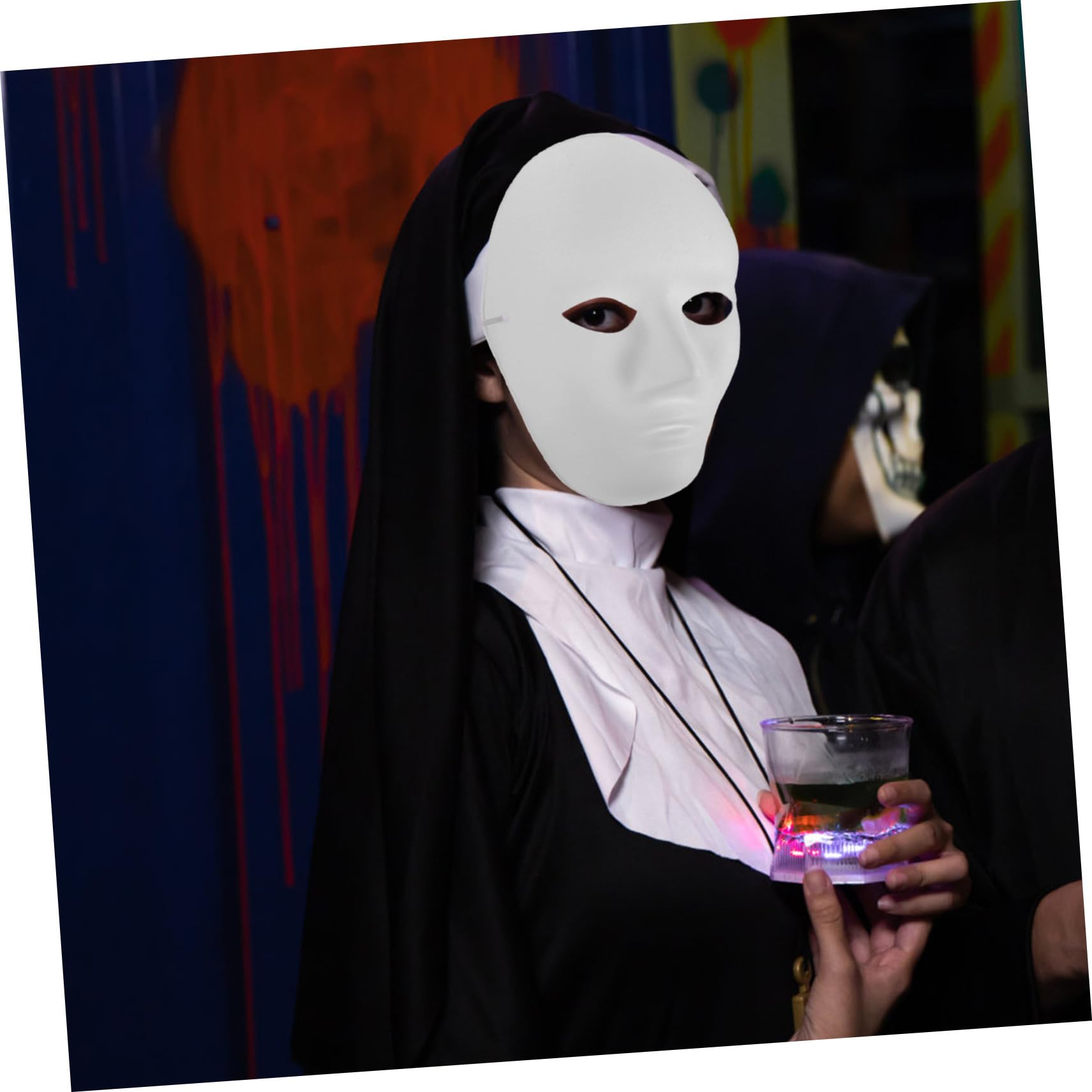 12 Maschere Halloween da Uomo Maschere Bianche in Pulp Vuote per DIY Pittura per Feste in Maschera Carnevale e Balli Hip Hop